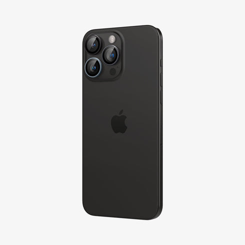 AGL07163 - iPhone 15 Pro / 15 Pro Max Optik Pro Lens Protector in natural titanium showing the device